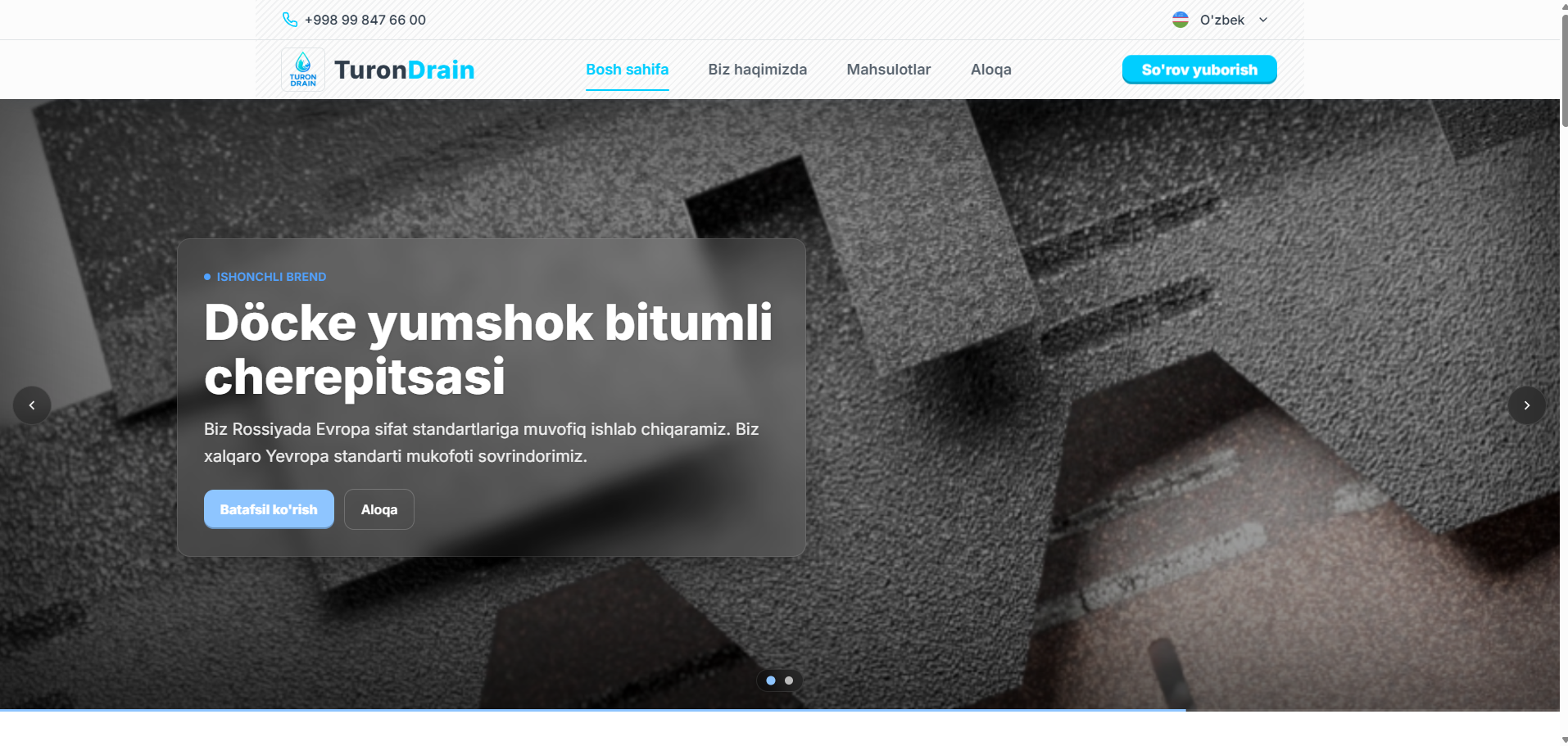 TuronDrain corporate website preview